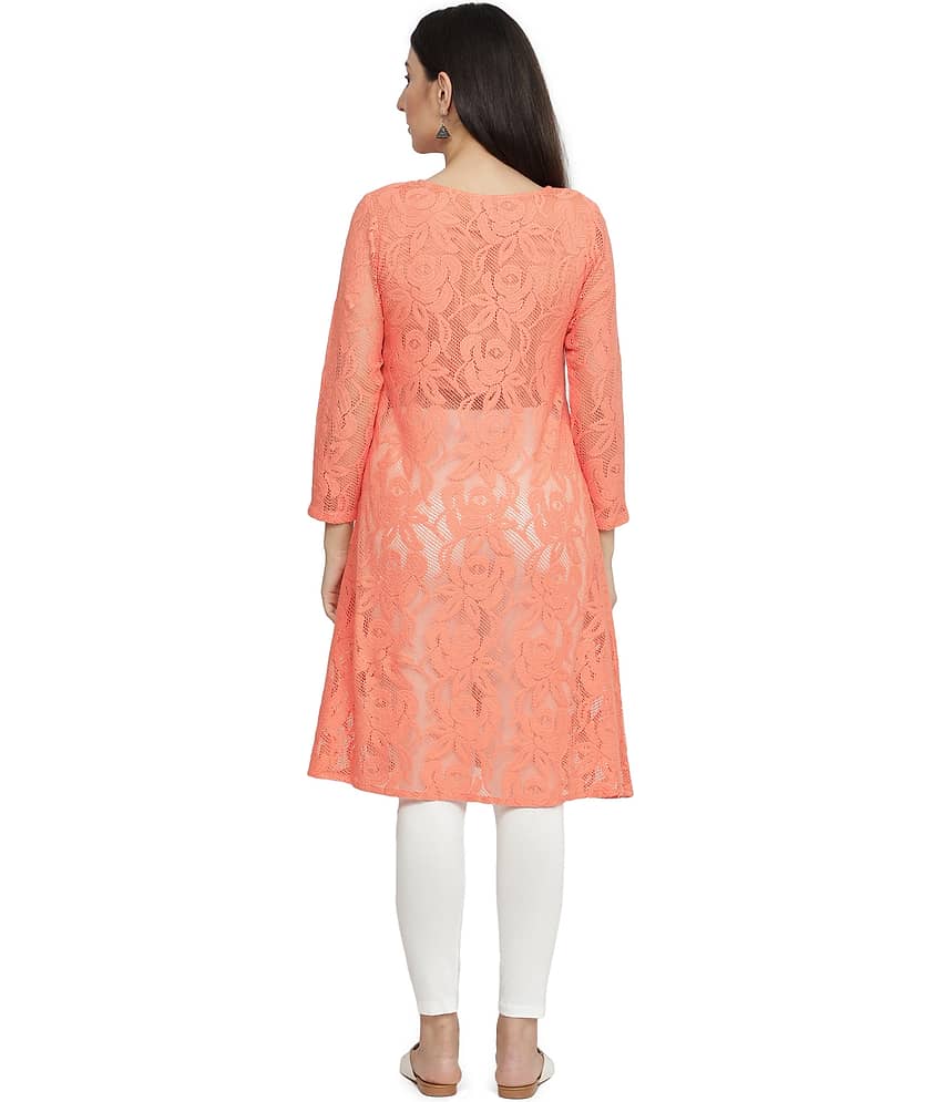 NUEVOSDAMAS - Orange Cotton Women's Front Slit Kurti ( Pack of 1 ) view 2