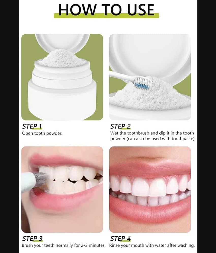 KURAIY Pearl Teeth Whitening Powder Teeth Brightening Oral Remove Plaque Stains 100g view 2