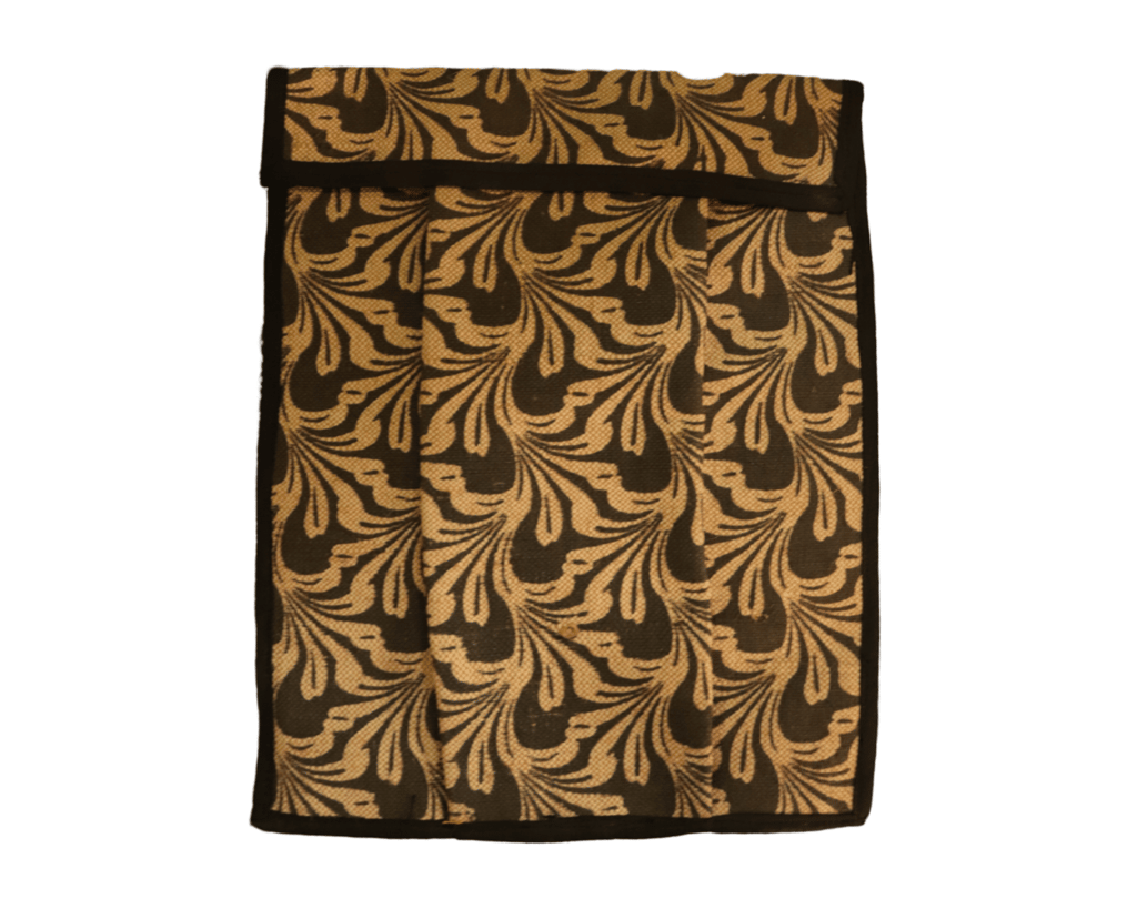 Brown and Gold Handwoven Cotton Fabric Eyeglass Case with Button Closure