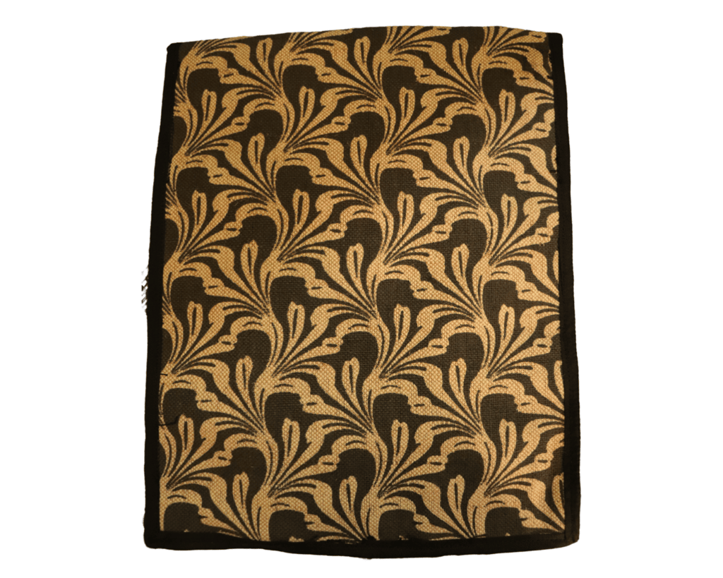 Brown and Gold Handwoven Cotton Fabric Eyeglass Case with Button Closure view 2