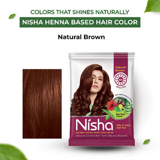 Nisha Natural Henna Based Hair Color Powder Conditioning Herbal Care Silky & Shiny Soft Hair 10Gm And 25Gm Each Sachet Pack of 10 (450 g) view 2
