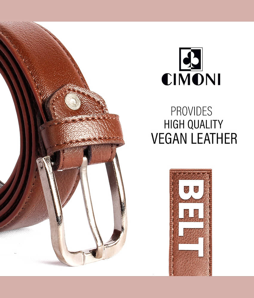 CIMONI - Brown Faux Leather Men's Casual Belt ( Pack of 1 ) view 2
