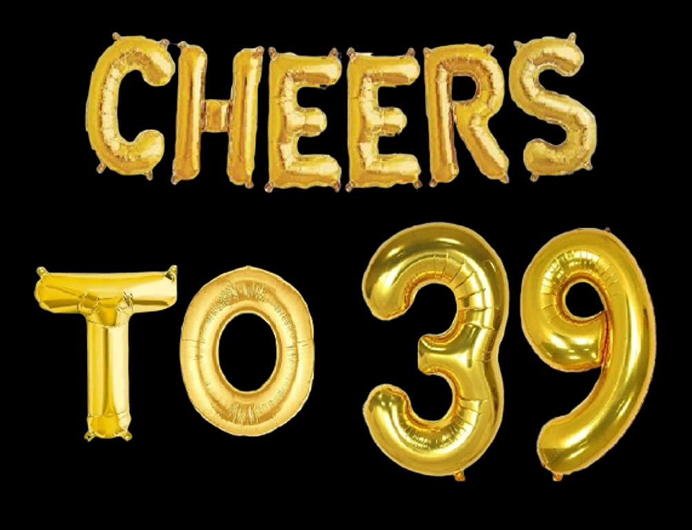 Partyzon Gold Cheers to Birthday Foil Balloon Combo Party Decoration for Anniversary Celebration 16 Inches view 2