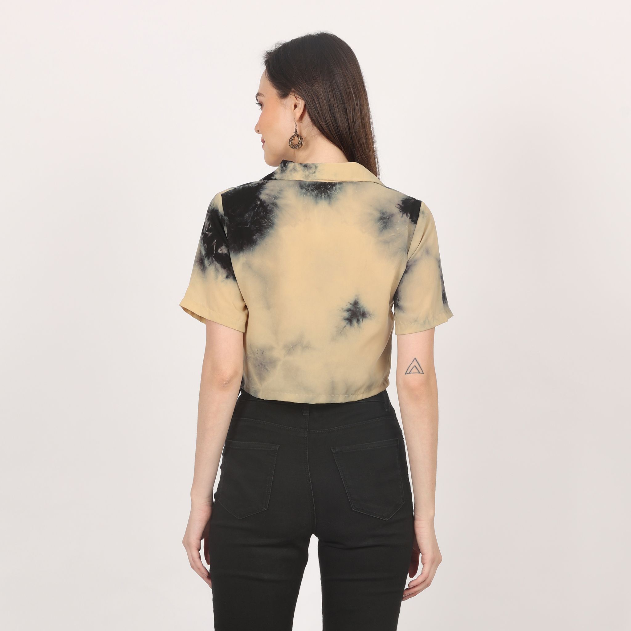 Women Stylish Tie & Dye Crop Shirt view 2