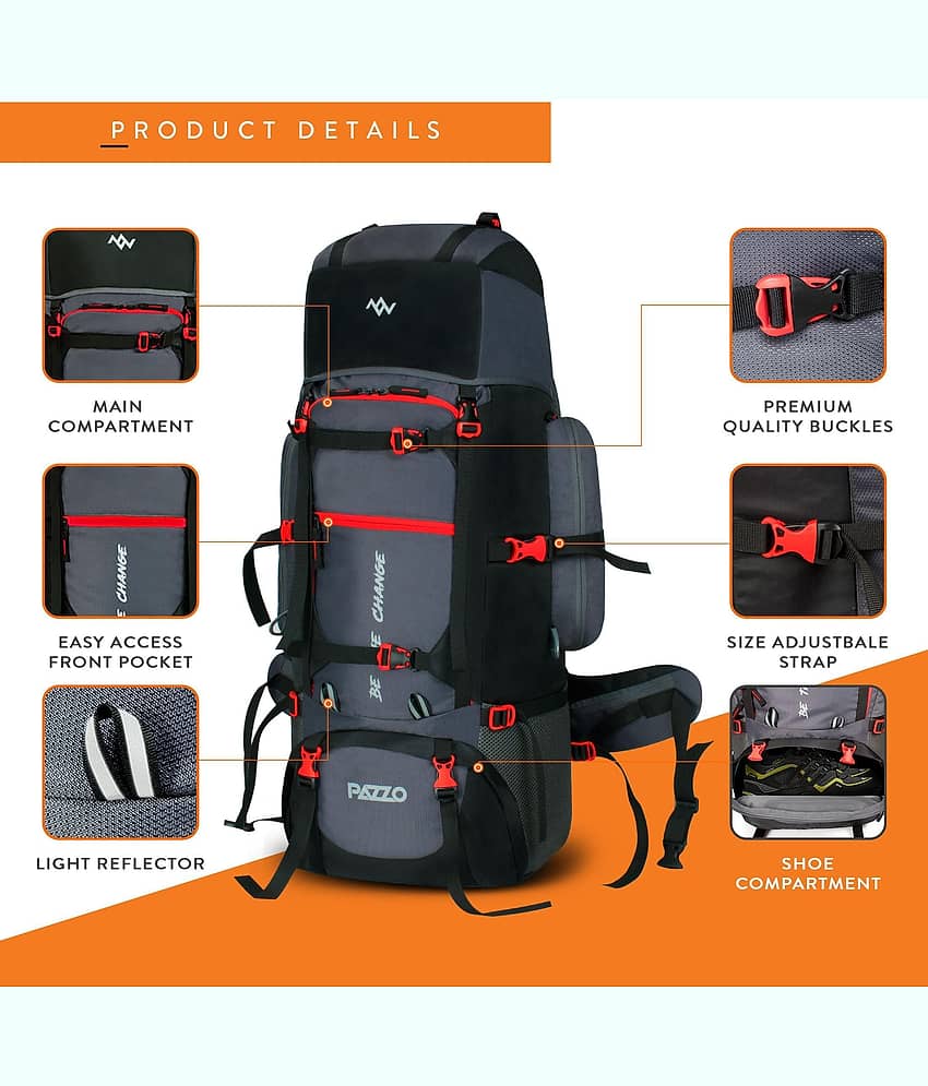 PAZZO 80 L 80L Travel Backpack for Camping Hiking Rucksack Trekking Bag view 2