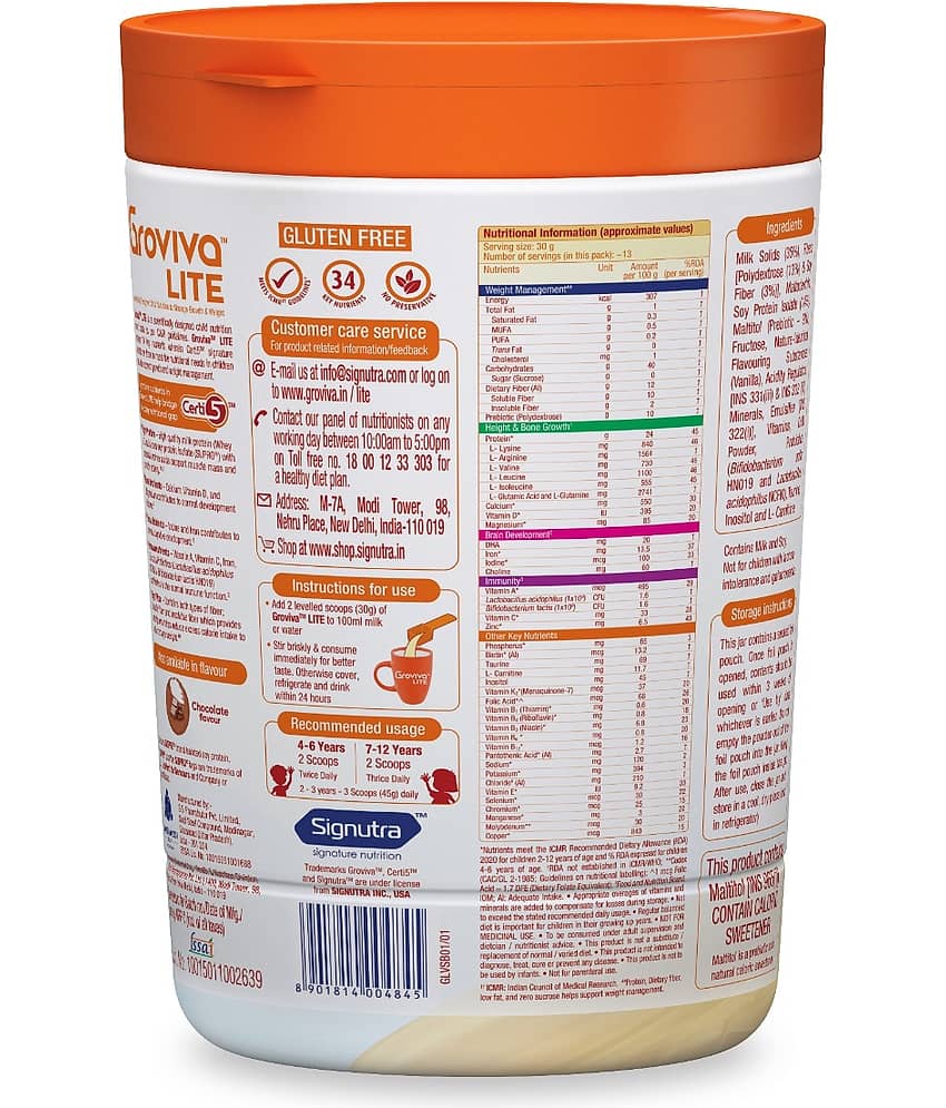 Groviva Vanilla Lite Nutrition Drink 400 g view 2