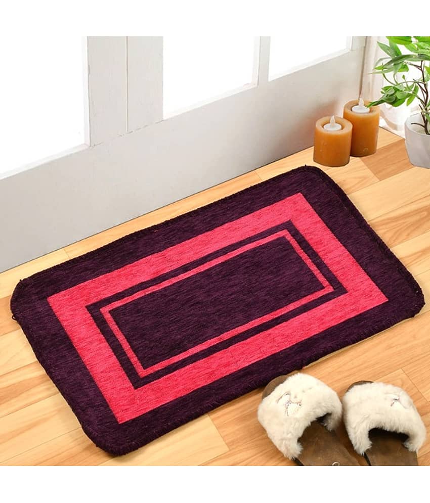 FURNISHING HUT - Anti-skid Cotton Door Mat ( 60 X 40 cm ) Set of 2 - Purple view 2