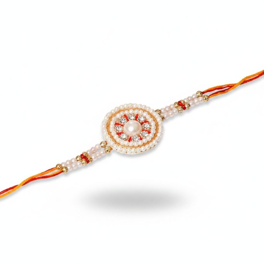 Designer Pearl and Stone Rakhi view 2
