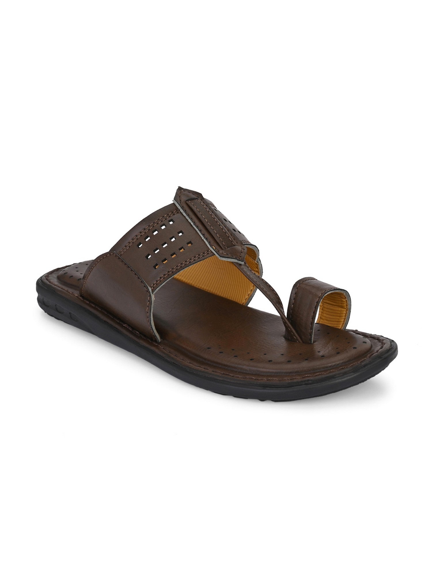 Hirolas® Men's Brown Comfortable Office Slippers (HROMSL08BRN) view 2
