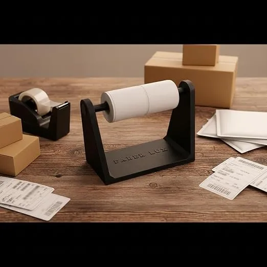 Thermal Label Roll Holder Stand, 3D Printed, Compatible with Shipping Label Printers (Black) view 2