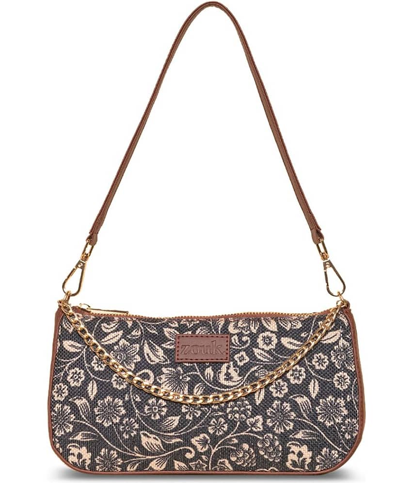 Zouk Shoulder Bag Jute Set of 1 ( Black )