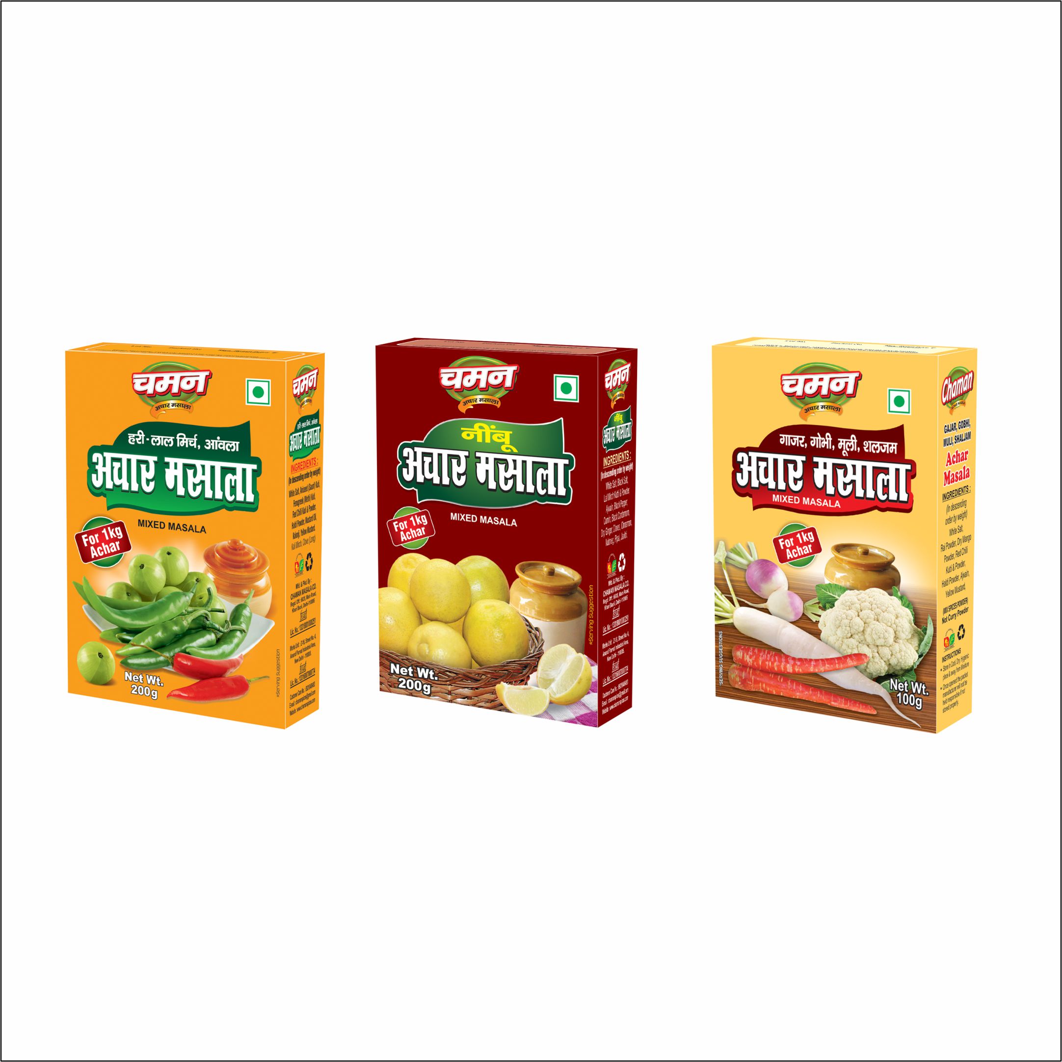 Chaman Achar Masala, 200 gm Each - Combo Pack & Mix Masala, 100 gm - Pack of 3