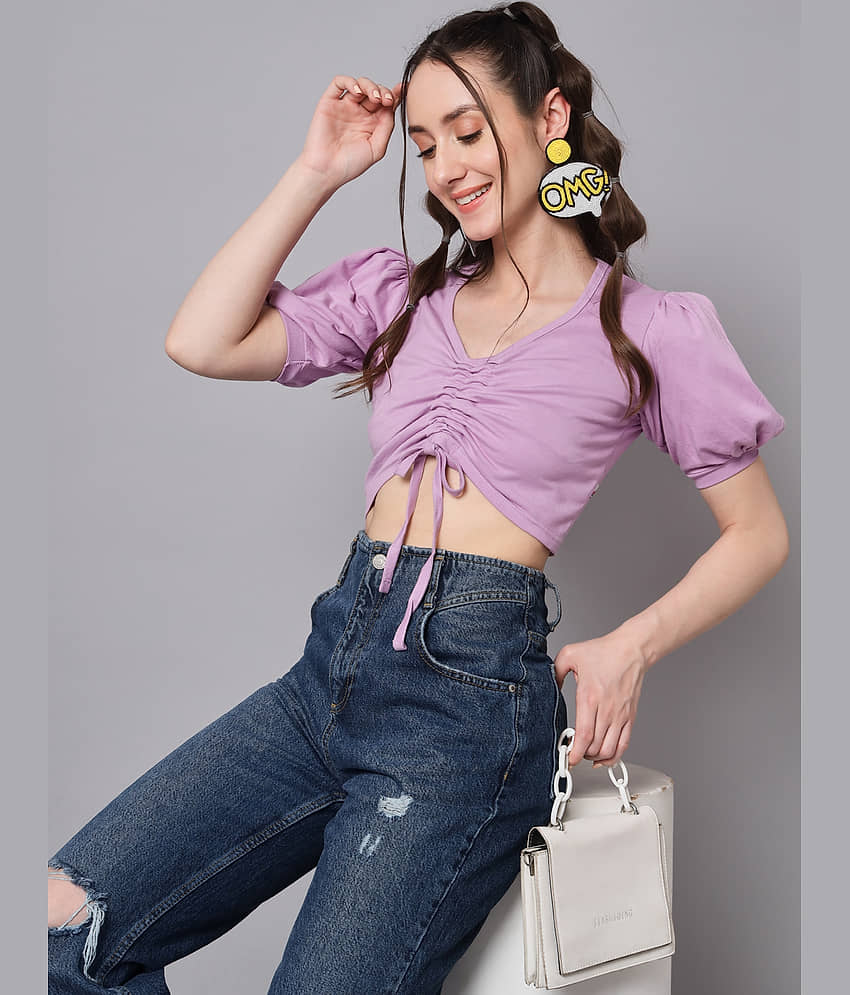 The Dry State Women's Cotton Crop Top ( Purple )