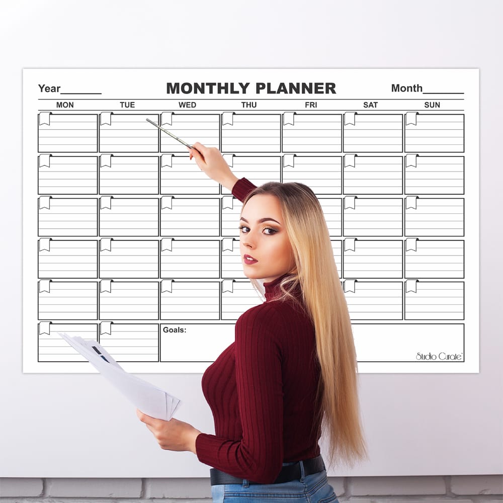 Studio Curate Whiteboard sticker for walls | Monthly Planner for office and home | Large Size | Laminated Vinyl Film | Pack of 1 (30 INCHES X 20 INCHES) view 2