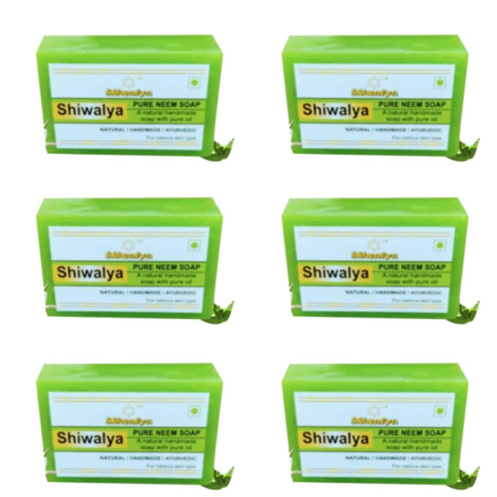 SHIWALYA Natural Neem Handmade Soap | Handmade Bathing Soap | Herbal Soap Soft & Radiant Skin | Suitable for All Skin Types (Pack of 6)