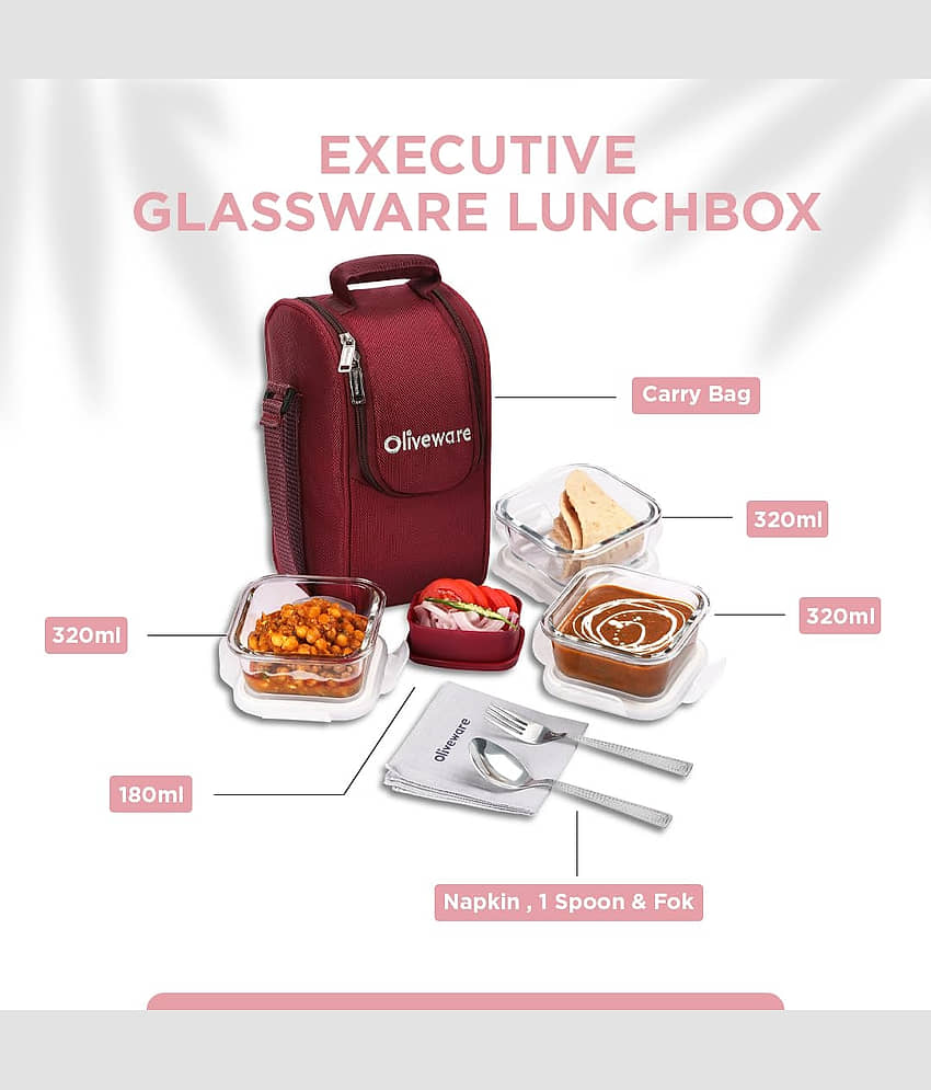 Oliveware Executive Glass Pro Glass Lunch Box 3 - Container ( Pack of 1 ) view 2