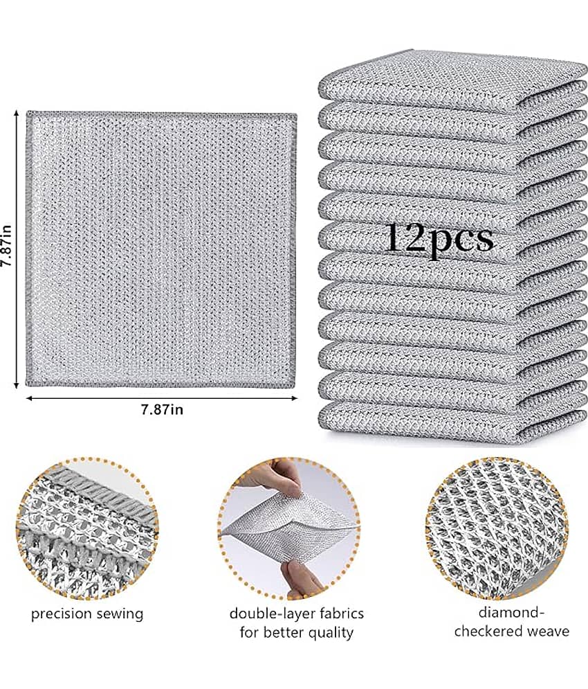 Purple Dust Non Scratch Wire Dish Cloth, Steel Scrubber for Utensils Cleaning, Multipurpose Wet and Dry Cleaning, (Pack of 12) view 2