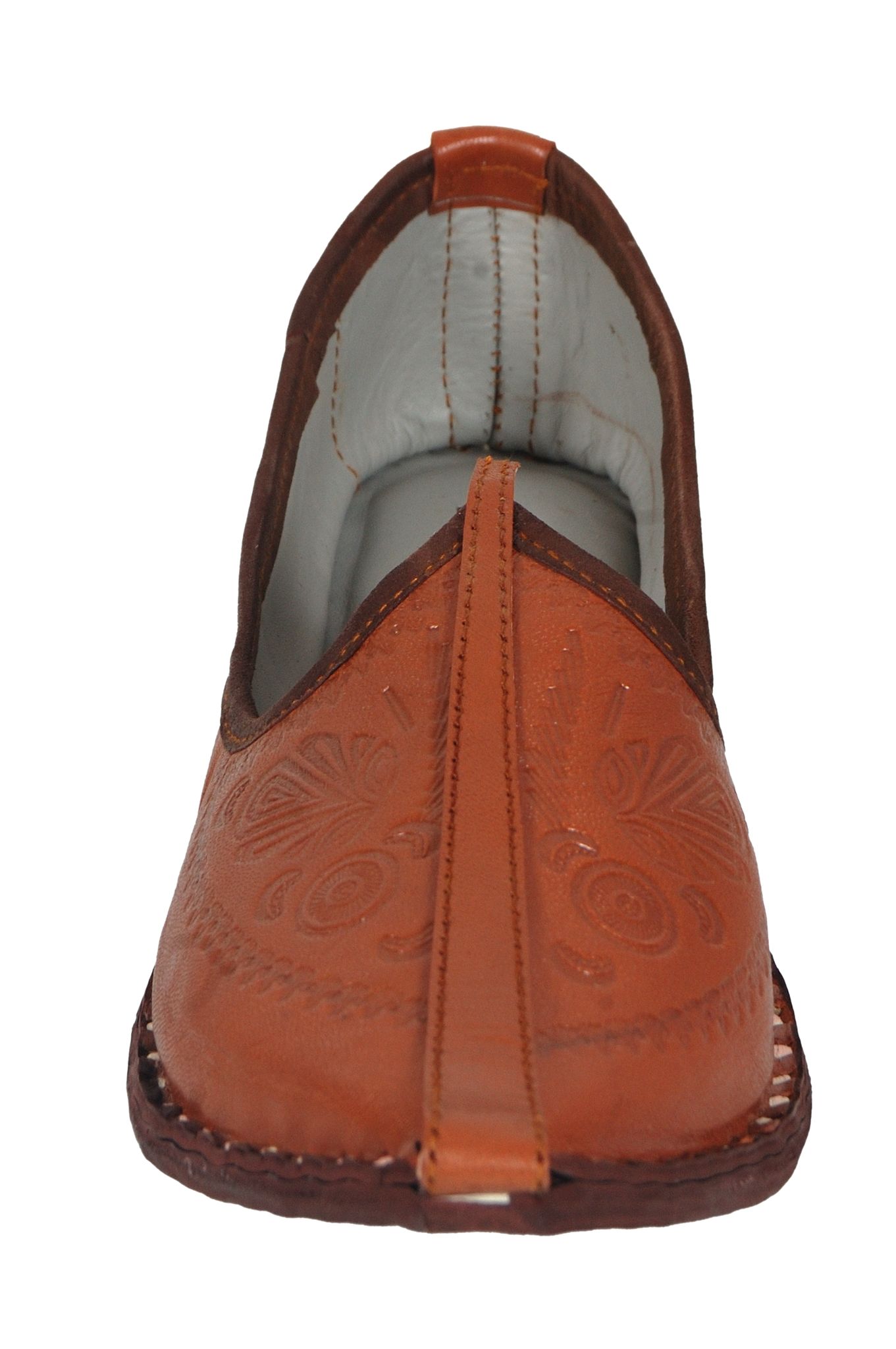 C Stvle Moiari Men's Traditional Rajasthani Men's Genuine Leather Jutti, Mojari, Brown view 2