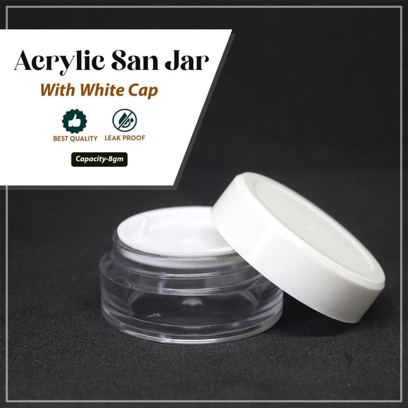 Empty Acrylic San Jar Transparent Cosmetic Container with Leakproof inner lids for Lip Balms, Lip Scrubs, Body Butters, Eyeshadow, Makeup & DIY cosmetics beauty products - PRNT view 2