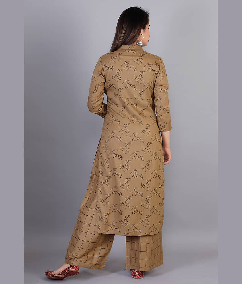 JC4U - Brown Straight Rayon Women's Stitched Salwar Suit ( Pack of 1 ) view 2