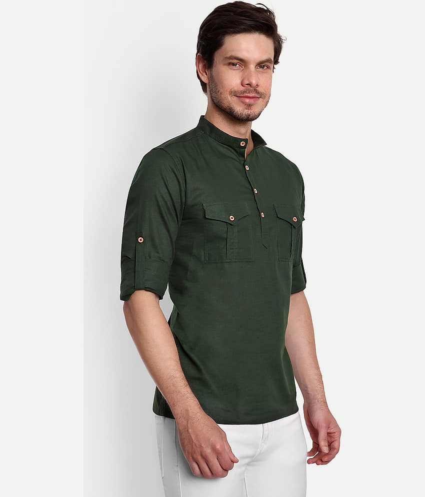 Vida Loca - Maroon Cotton Blend Men's Shirt Style Kurta ( Pack of 1 ) view 2