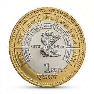 Bi-Metallic 1 Rupay 1949-97 Mahatma Gandhi, India Goldplated & Variant view 2