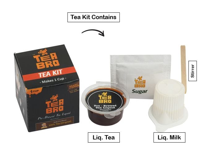 TEA BRO, Instant Milk Tea (Assorted Box - 4 Flavours) | Pre-Brewed Tea Liquid Decoction (Concentrate) | Just Add Hot Water | 12 Tea Kits with (Liq.Tea + Liq.Milk + Sugar) - Assorted Box view 2