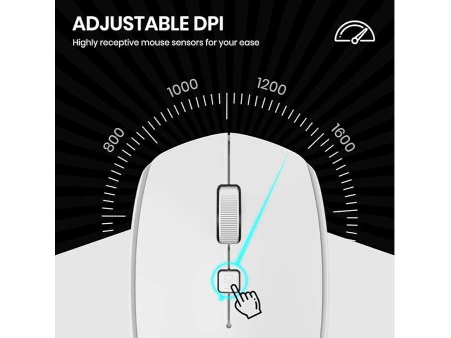 Portronics Toad 23 Wireless Optical Mouse with 2.4GHz, USB Nano Dongle, Optical Orientation, Click Wheel, Adjustable DPI - White view 2