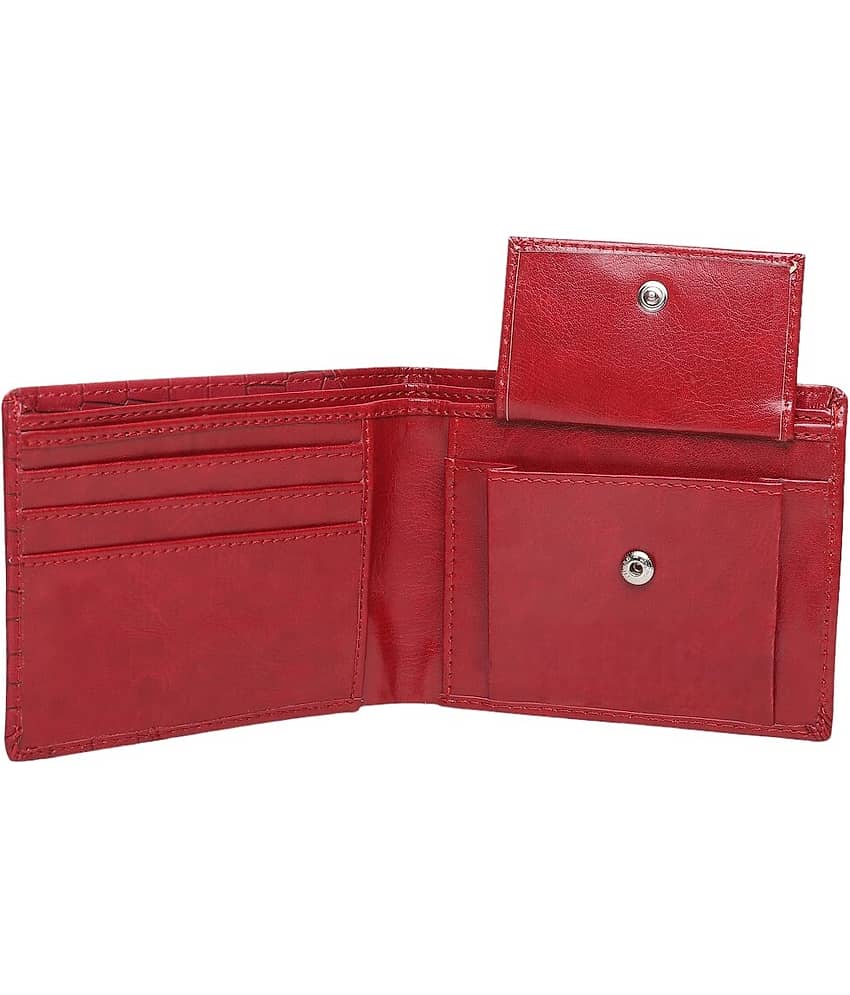 HRFSTAR PU Solid Men's Regular Wallet With 5 Slots For Card ( Red , Pack of 1 ) view 2