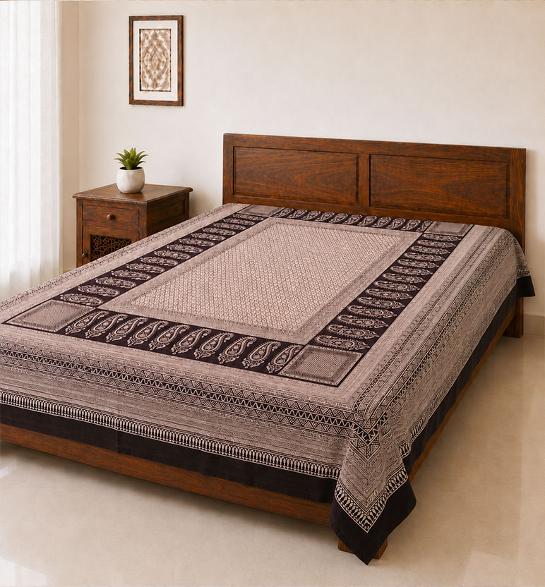 Hand Block Printed Bagh Cotton Double Bedsheet view 2