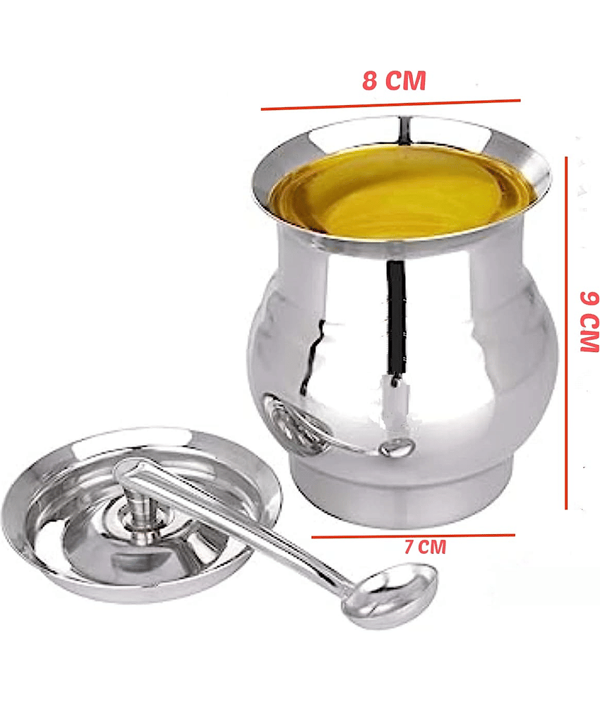 STEEPLE Stainless Steel Silver Oil Container ( Set of 2 ) view 2