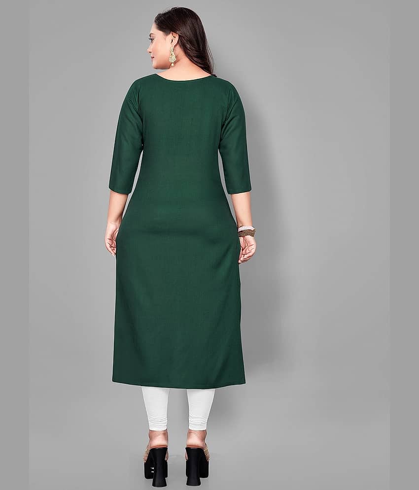 RIAANA Women Cotton Embroidered Straight Kurti ( Black ) view 2