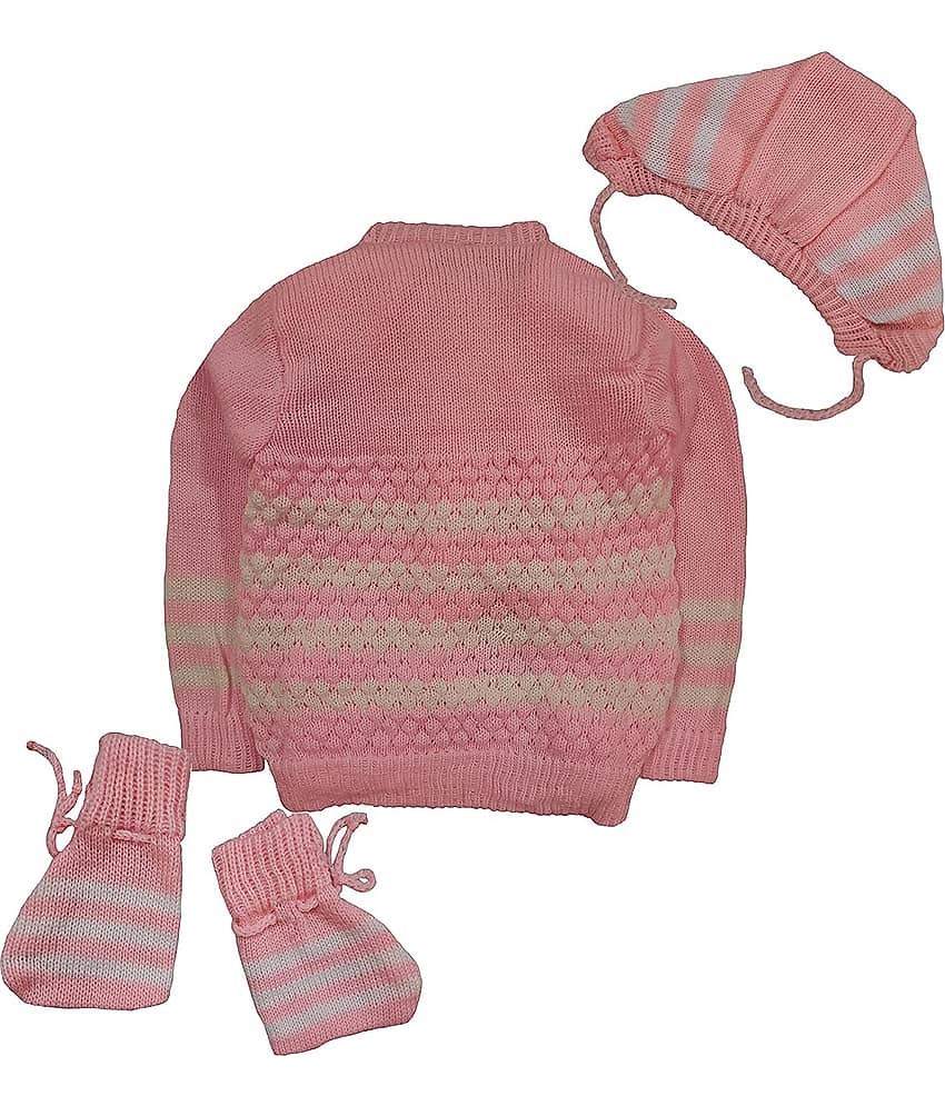 LITTLE PANDA Single Unisex for Baby Woollen Pullover ( Baby Pink ) view 2