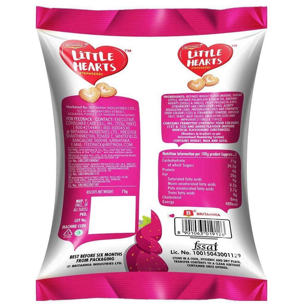 Britannia Little Hearts Strawberry Biscuits 75 Gms view 2