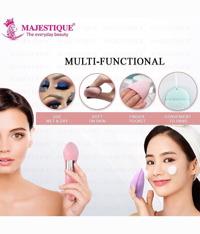 MAJESTIQUE Facial Cleaning Sponge with Cut Makeup Sponge for Daily face Washing for Women - 2 Pcs view 2