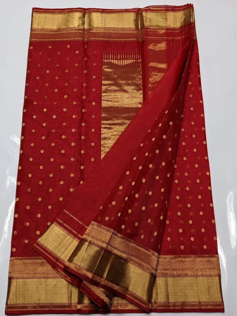 Handloom Katan Silk Chanderi Saree for Wedding and Festive Occasions view 2