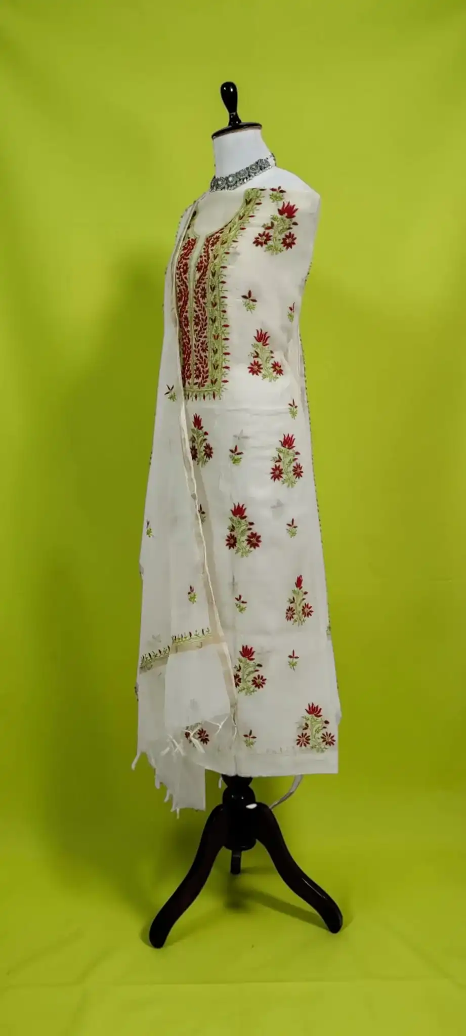 Lucknow Chikankari Hand-Embroidered Mul Cotton Dress Material view 2