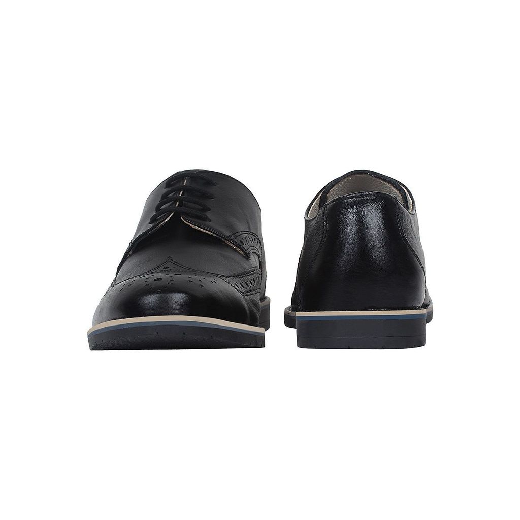 SeeandWear Black Brogue Formal Shoes for Men. Branded Genuine Leather Pointed Lace up Shoe view 2