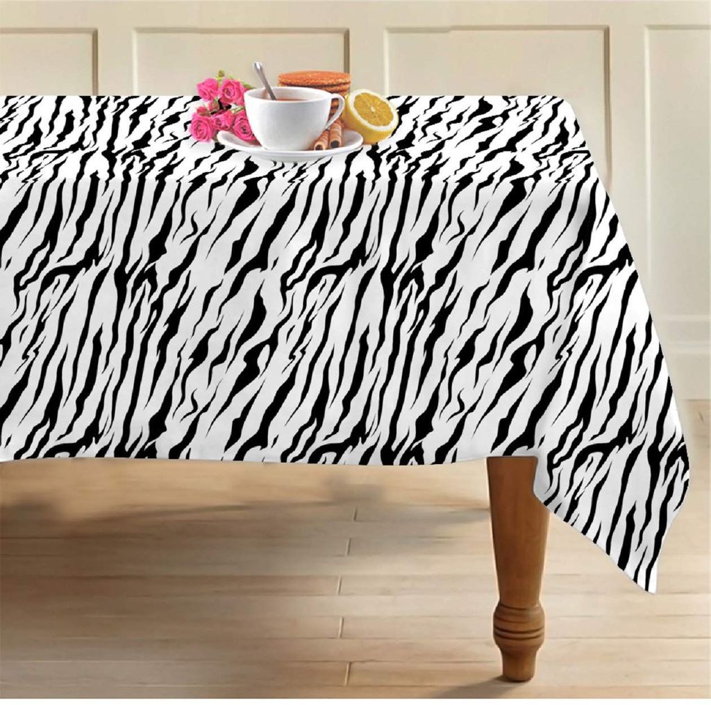 AIRWILL 100% Cotton Printed Pattern 4 Seater Square Table Cover Sized, 56x56 inches (Black,White, Pack of 1)