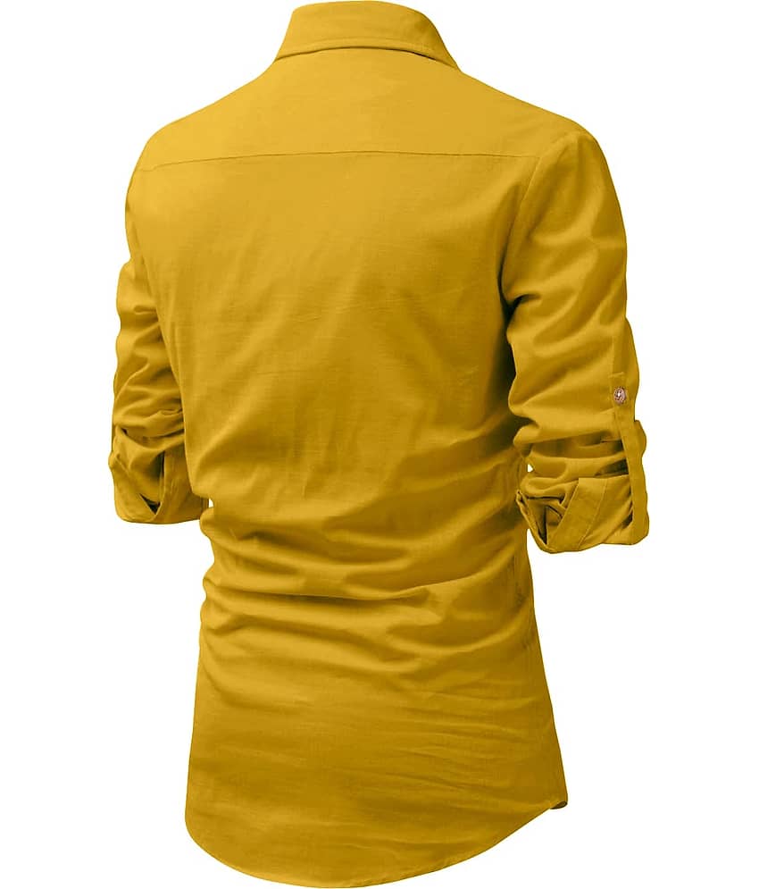 UNI VIBE Olive Cotton Blend Men's Shirt Style Kurta ( Pack of 1 ) view 2