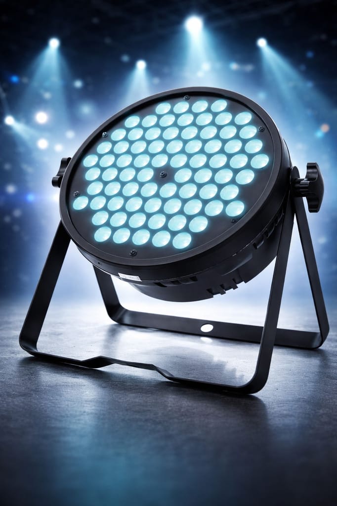 SPARKWORLD 60-LED RGB Par Can Uplight DMX512, 25 Beam, AC100240 V Stage Flood Light | Size: 30cm | Colour: 60 LED