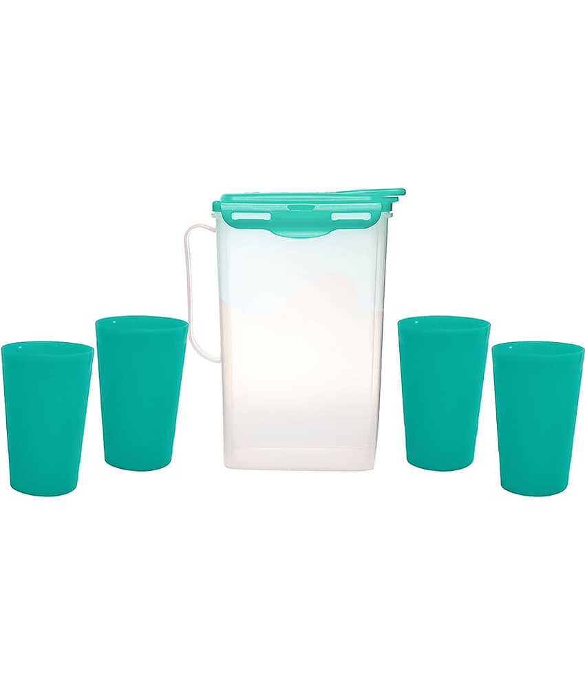 Generic Plastic Fridge Jug & Glasses Sets ( Pack of 5 ), Green Colour view 2