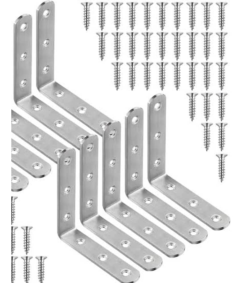 ADISON Stainless Steel Right Angle Brackets 4 Cm Heavy Duty Pack of 25 Pcs With Screws view 2