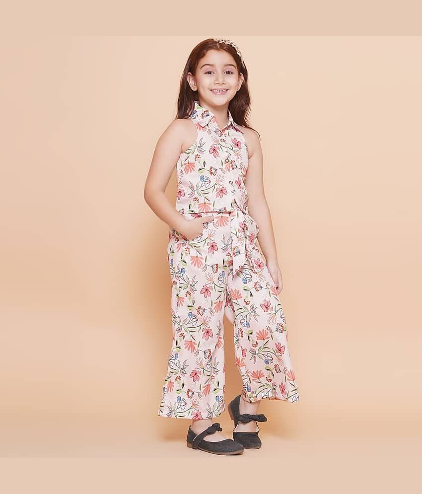 Arshia Fashions Pack of 1 Girls Crepe Top With Palazzo ( Pink ) view 2