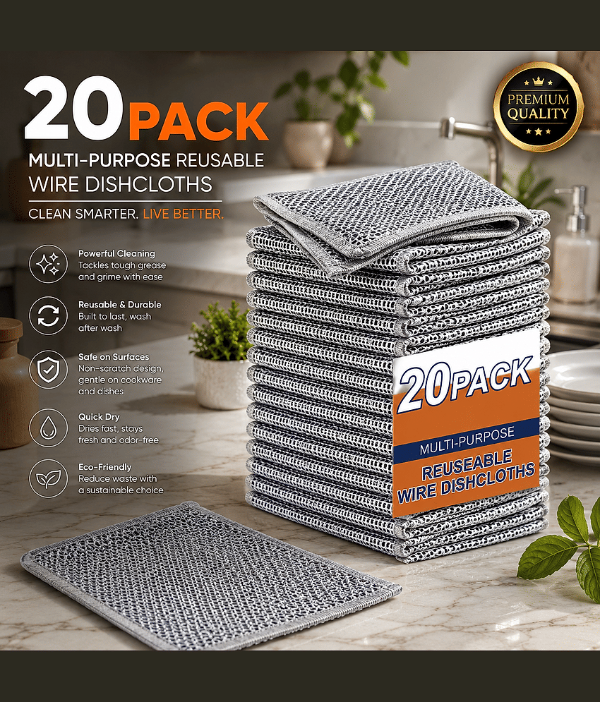 (Pack 20) Non Scratch Dish Cloths Wire, Dish Cloth, Dish Scrubber Pads, Dishwash Scrubber, Dishwash Cleaner, Dish Cleaning Wire, Dishcloth, Dishwash Cloth, Dishwashing Rags, Washing Cloth, Scrubber Pads, Washing Rags
