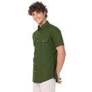 Mufti Olive Cotton Linen Military Slim Fit Casual Shirt view 2
