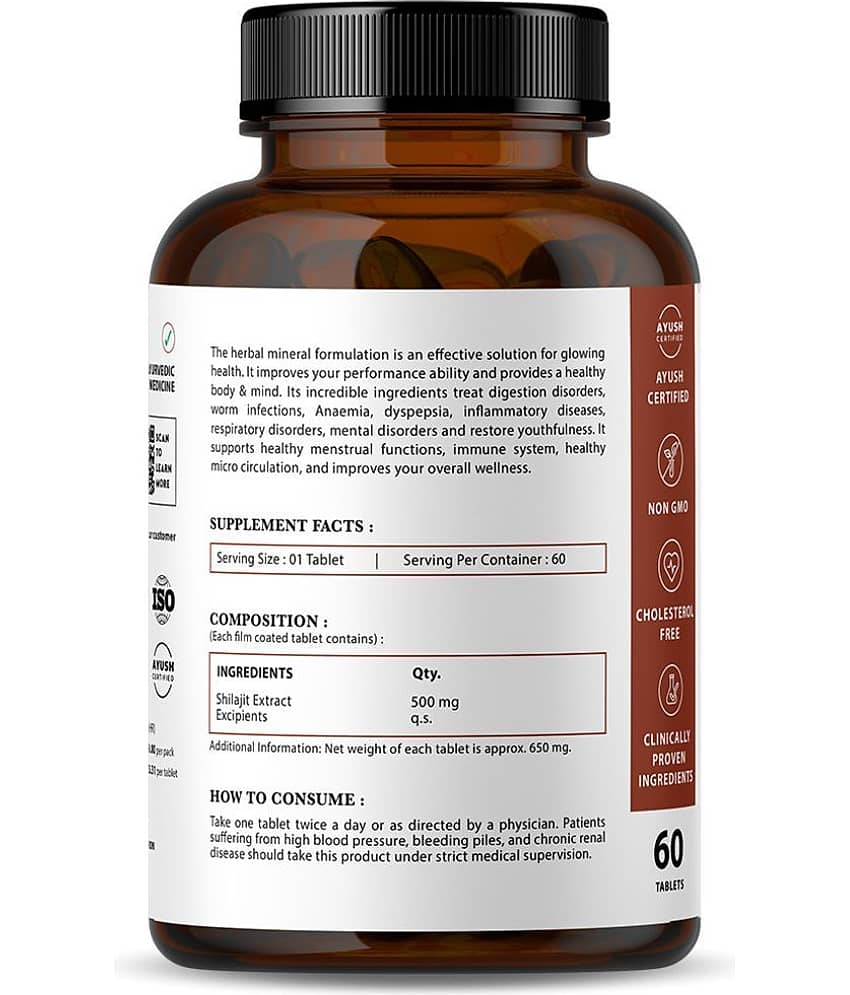 Nirvasa Shilajit Tablet for Vigour and Stamina for Men, Vegeterian Tablet, 2B (2 x 60 Tablets) view 2