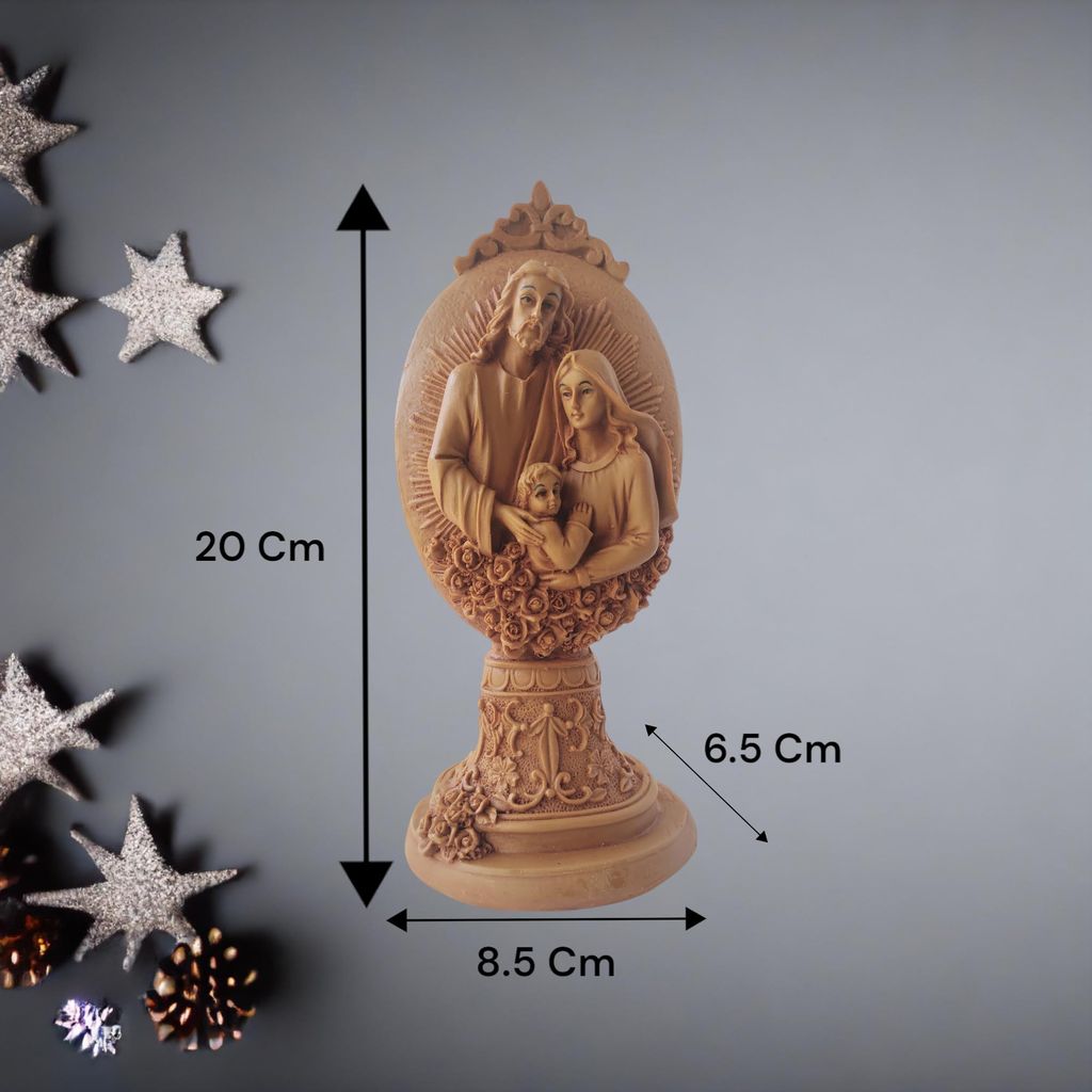 AMS Jesus Christ with Mother Mary & Infant Jesus Idol | Resin Holy Family Statue for Christian Home, Prayer Room, Worship Altar, Office Table & Spiritual Gifting Showpiece � 20 cm Brown Decor Figurine view 2