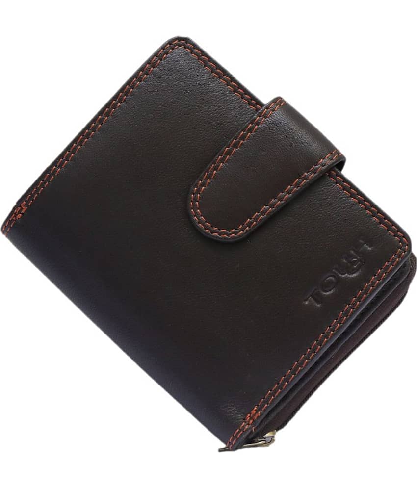 Tough Women Casual Brown Genuine Leather Wallet - Regular Size (11 Card Slots)