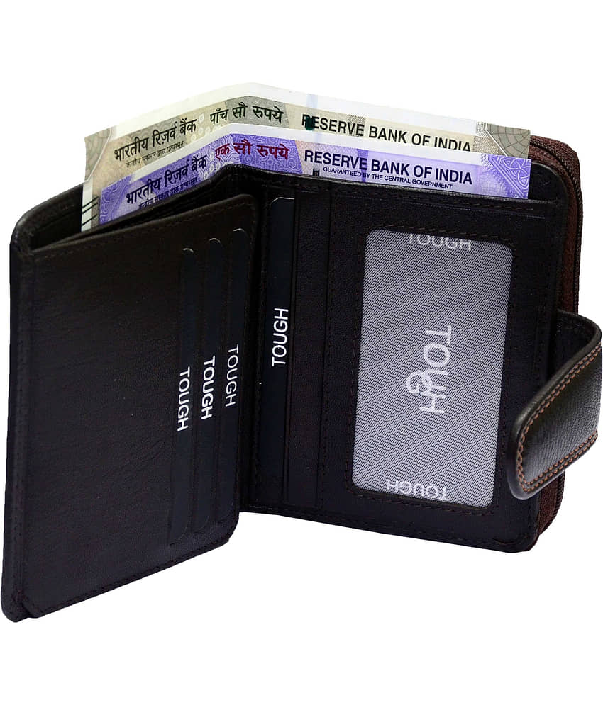 Tough Women Casual Brown Genuine Leather Wallet - Regular Size (11 Card Slots) view 2